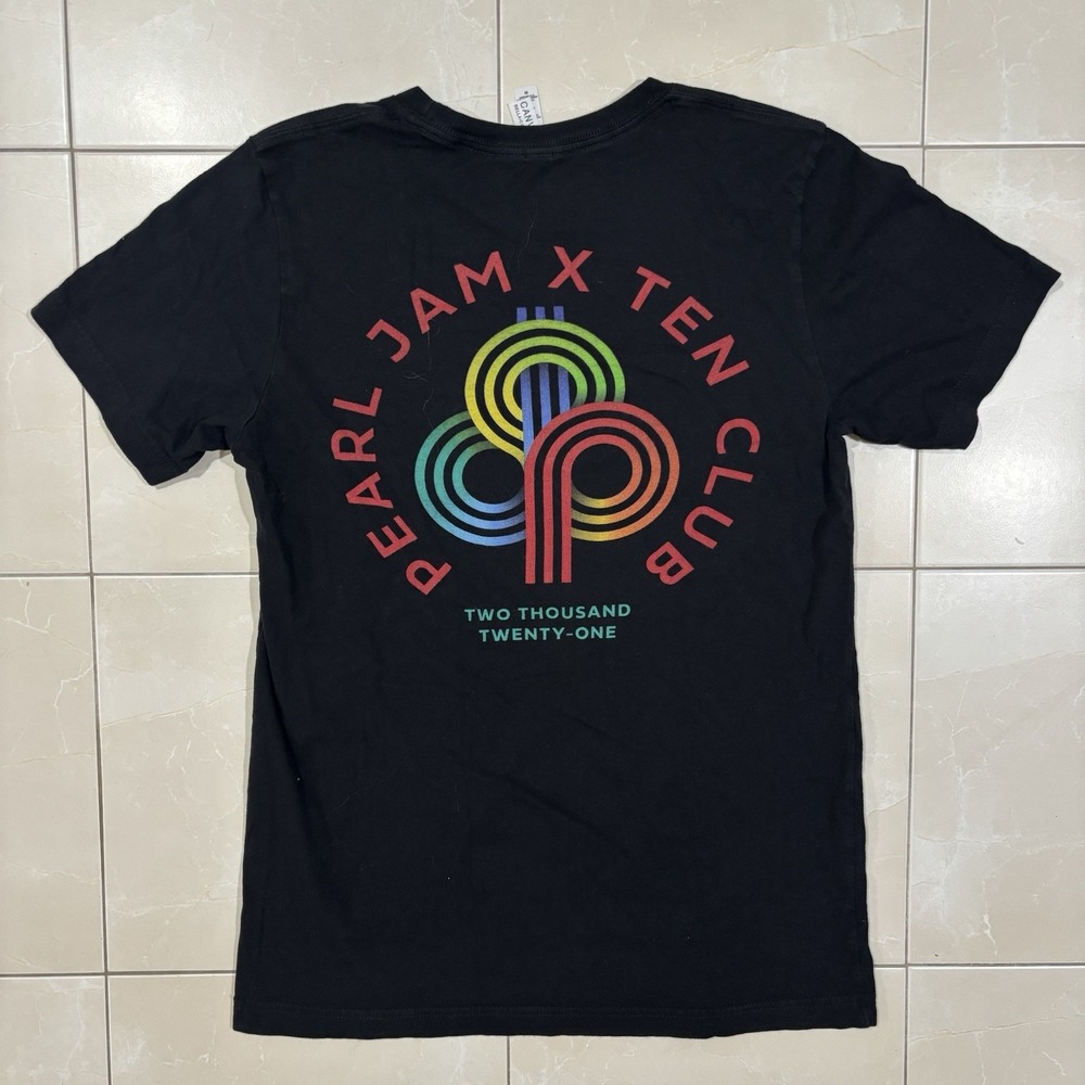 Pearl Jam Ten Club Band T Shirt Men's M Black Y2K Double Sided Rock Grunge Punk